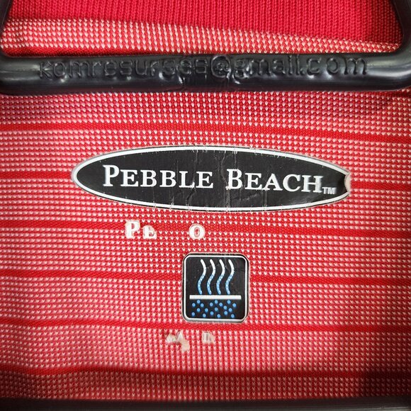Men's Pebble Beach Red Striped Polo Shirt Short Sleeve Size L - Picture 4 of 9